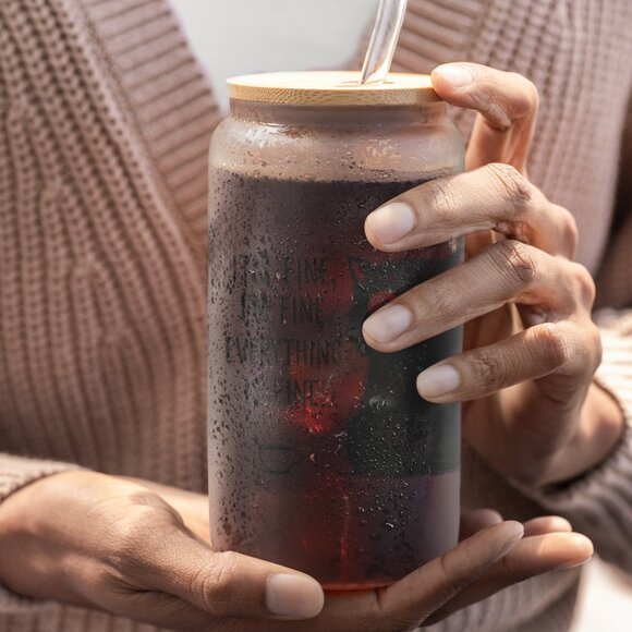 It’s Fine I’m Fine Everything Is Fine, Funny Cat Tumbler, Im Fine Glass Cup - Picture 6 of 7